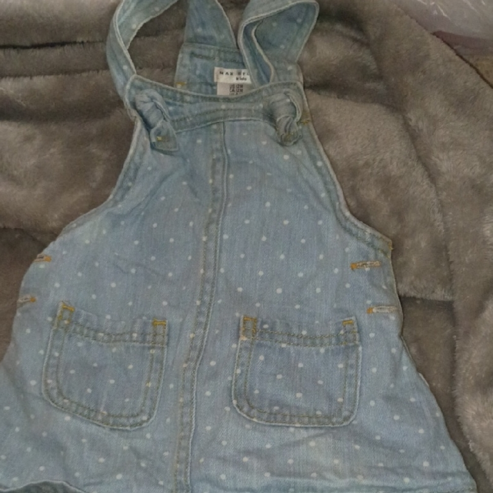 5 For $20 Max Studio Light Blue Kids Overalls with White Dots